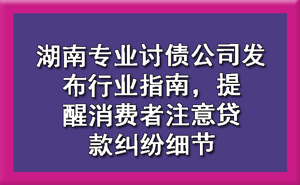 湖南专业讨债公司发布行业指南，提醒消费者注意贷款纠纷细节.jpg