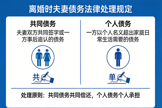  离婚时夫妻债务法律规定如何处理？